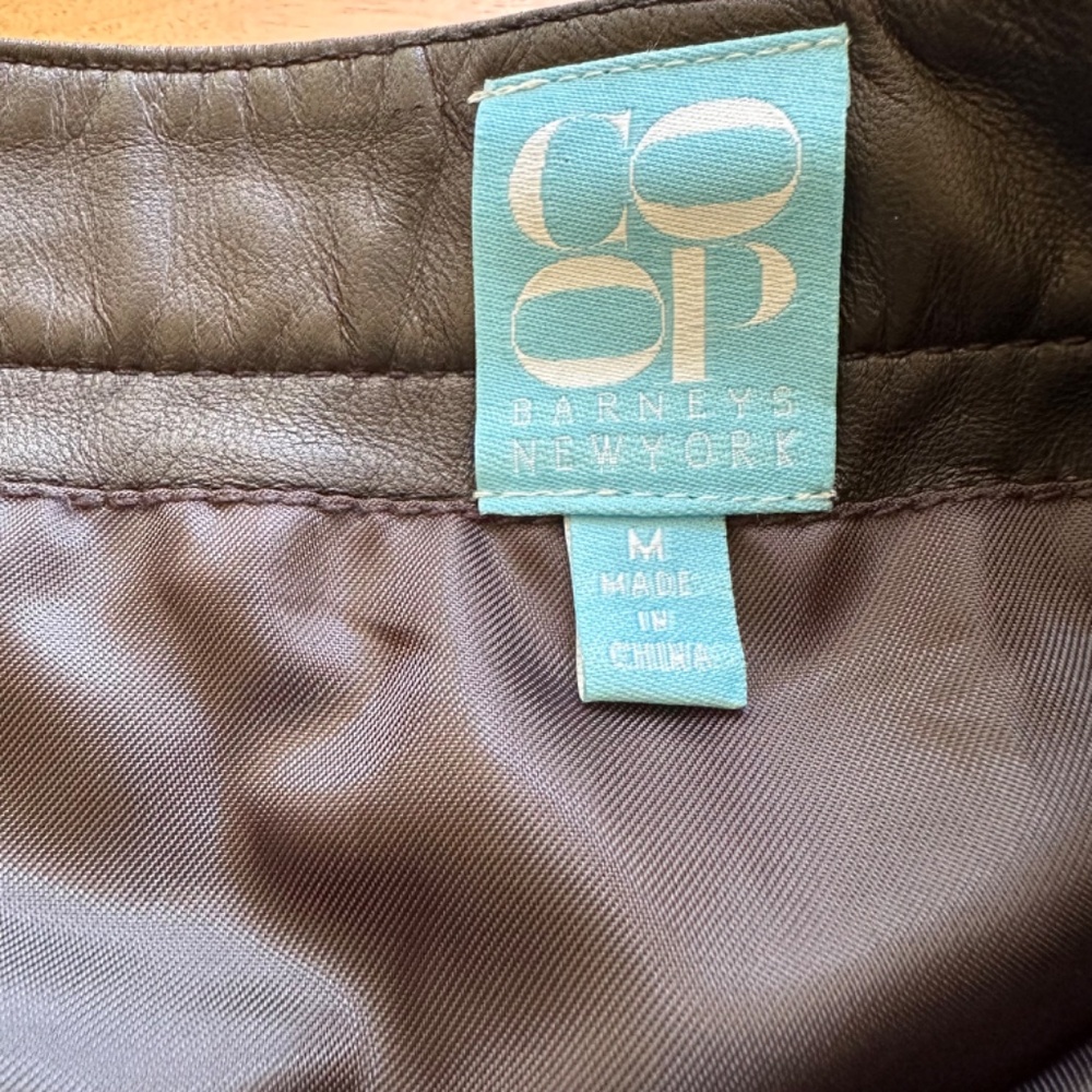 Barney’s New York CO-OP Black Leather Wrap Mini Skirt Medium - Picture 4 of 6